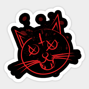 Cute red hell cat Sticker